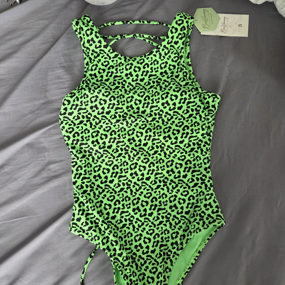 Buff Bunny. Green Leopard Print Swimsuit